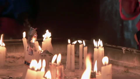Burning Prayer Candles, Flickering Inside San Ildefonso Church, Bolivia 4K Stock Footage 314970990