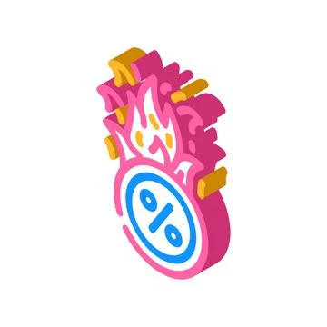 Burning price isometric icon vector illustration 스톡 일러스트
