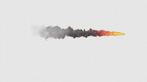 Burning Projectile With Dense Smoke Trail And Alpha Stock Footage 339301776