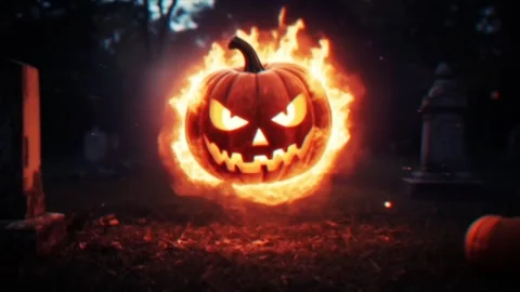 Burning Pumpkin Explosion Stock After Effects