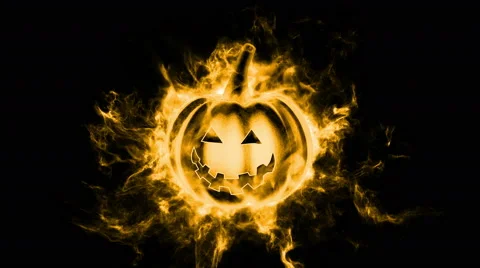 Burning pumpkin Stock Footage 68586145