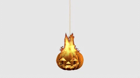 Burning Pumpkin on a rope Stock Footage 288644108