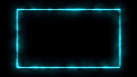 A burning rectangle frame in blue on a black background Stock Footage 155239566