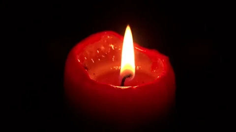 Burning red candle, candle flame Stock Footage 261287016
