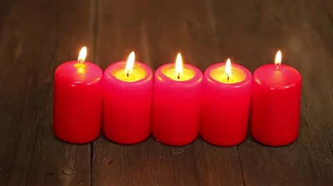 Burning red candle. Christmas background Stock Footage 67357501