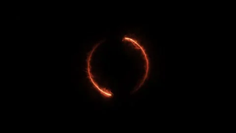 Burning Red Orange Fire Circle Loop Smoky Ring on Black Background Stock Footage 318557529