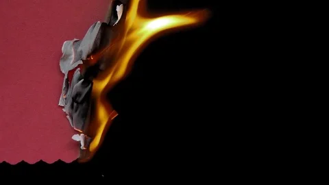 Burning Red Paper Stock Footage 75396080