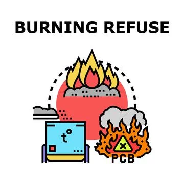 Burning refuse creating harmful emissions and pollution Stock Illustration