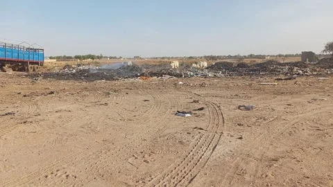 Burning Refuse Dump With Grazing Cows Naibawa Kano Nigeria Stock-Footage 325962808
