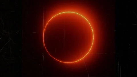 Burning ring of fire appearing in the dark sky Stock Footage 309093668