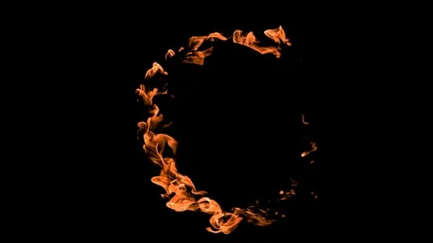 Burning ring of fire on an isolated black background Stock Footage 122170702