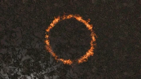 Burning Ring on Ground Stock Footage 319882027