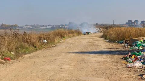 Burning Road Side Garbage Stock Photos