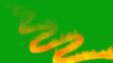 Burning a rope in the shape of zig zag on green screen background Stock Footage 246038268