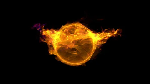 Burning rotating ball, beautiful tongues of fire and flame, with alpha Stock Footage