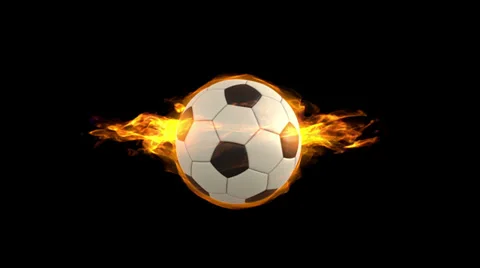 Burning rotating soccer ball, beautiful tongues of fire and flame Stock Footage 30371116