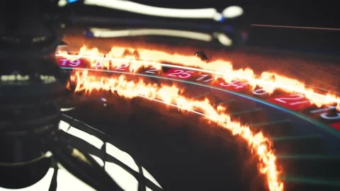 Burning Roulette table close up at the Casino Stock Footage 133597765