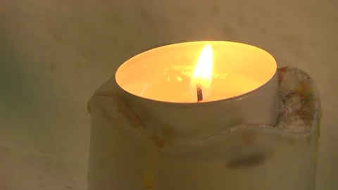 Burning round candle. Stock Footage 137277247