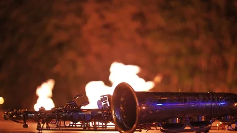 Burning saxophone Stock Footage 84025538