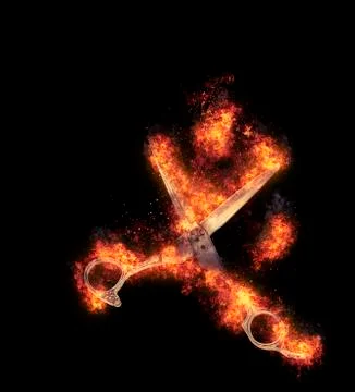 Burning Scissors Stock Photos