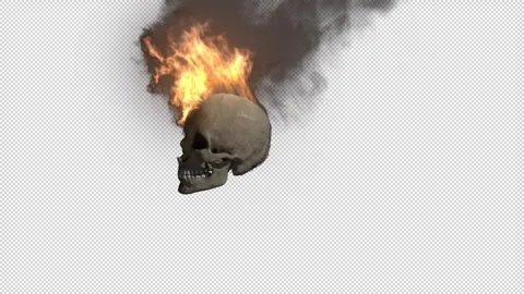 Burning Scull in a 3D animation Stock Footage 252027567