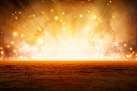 Burning sea Stock Illustration
