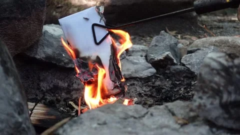 Burning secret documents in open fire Stock Footage 283600405