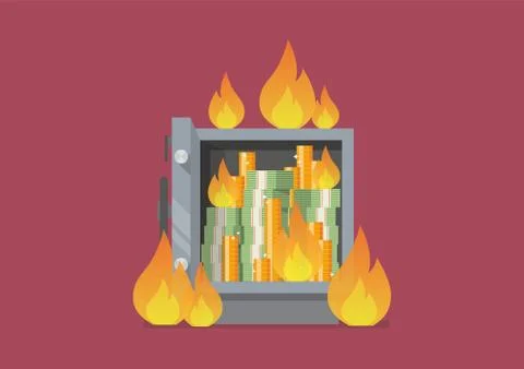 Burning security metal safe Ilustración de archivo