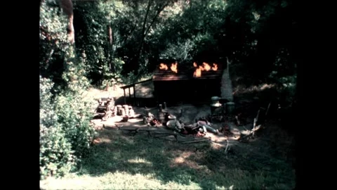 Burning set Stock Footage 276289734