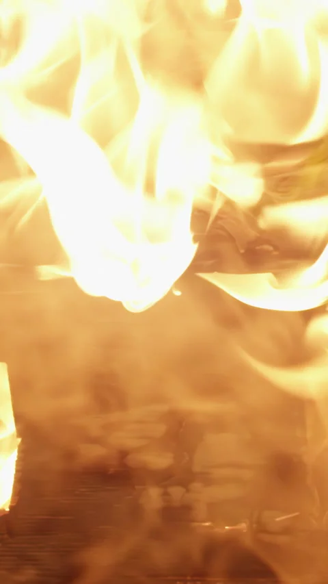 Burning silhouette of a house on fire Stock Footage 293070195