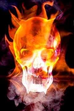 Burning skull bringer of doom Stock Photos