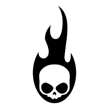 Burning skull on fire, skull icon illustration. Gothic design for prints.  Stockillustratie