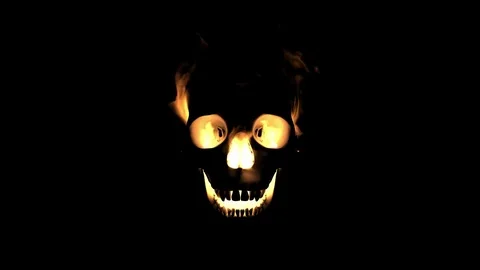 Burning skull Stock Footage 74282318