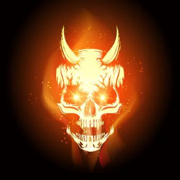 Burning Skull Stock Illustration