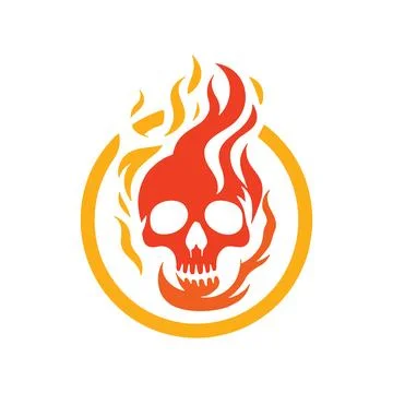 Burning Skull Inside Circle Emblem Stock Illustration