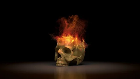 Burning skull looping animation Stock Footage 98143662