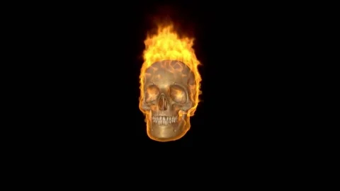 Burning Skull Rotation Looping Stock Footage 135172535