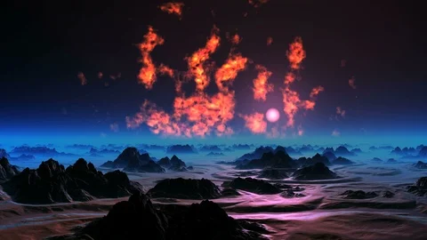 The Burning Sky of Alien Planet Stock Footage 93263577
