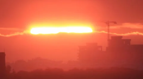 Burning sky town sunset Stock Footage 27850009