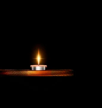 Burning small candle with stand and veil Stock Illustration