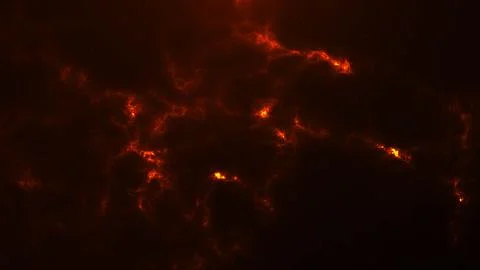 Burning smoke clouds with glowing embers and fiery streaks creating a catas.. 库存插图