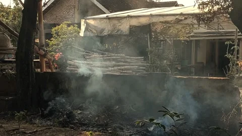 Burning smoke in open field Stock Footage 243901562