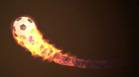 Burning soccer ball flying on black background with alpha Stock Footage 31192425