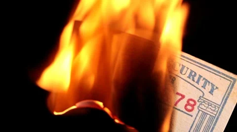 Burning Social Security card Video stock 8519942