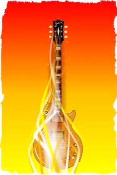Burning Solid Electric Guitar Illustrazione stock