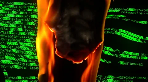 Burning source code distorted Stock Footage 56308143