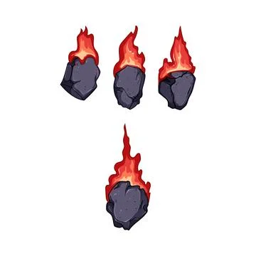 Burning space rock impacts falling from sky Stock Illustration