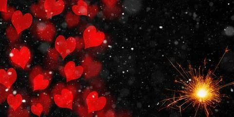 Burning sparkler on abstract snowy background. New Year celebration. 3d illus Stock Illustration