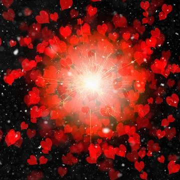 Burning sparkler on abstract snowy background. New Year celebration. 3d illus Stock Illustration