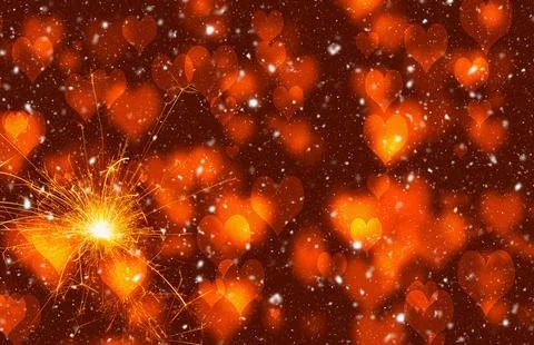 Burning sparkler on abstract snowy background. Happy new year. 3d illustratio Stock Illustration